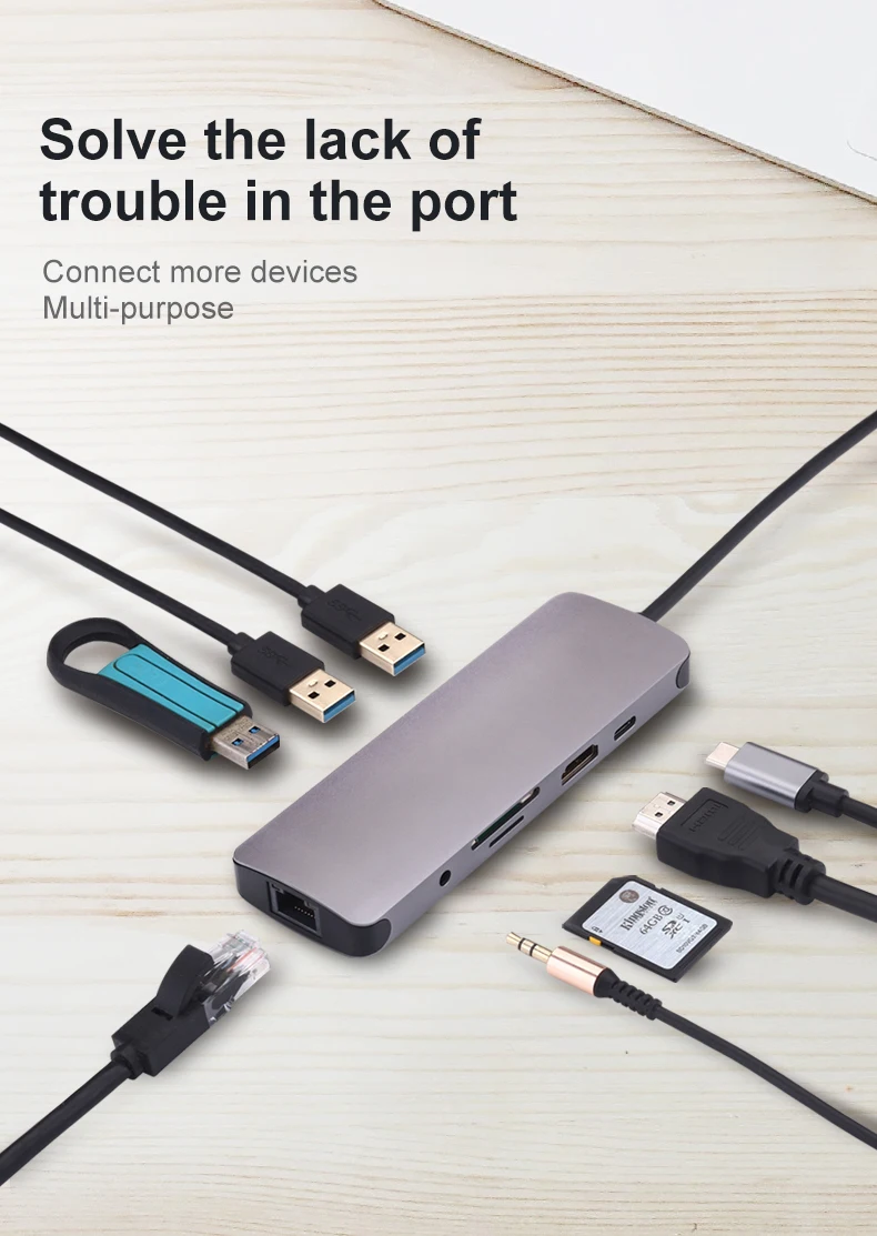 OFCCOM док-станция с usb-gортом все-в-одном USB C конвертер в HDMI VGA RJ45 PD адаптер для MacBook samsung Galaxy S10/S9 Тип C концентратор