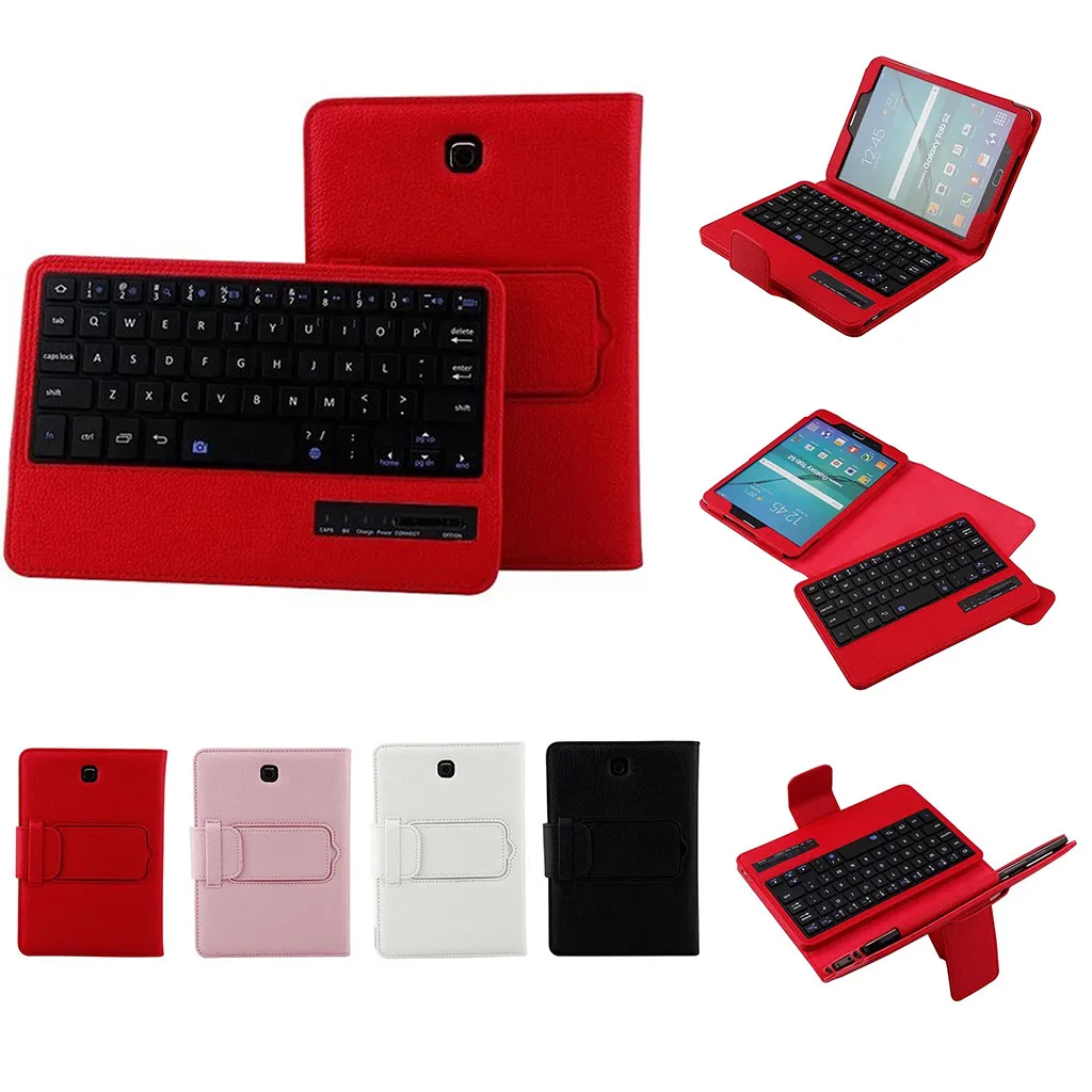 

Ouhaobin Tablet Bluetooth Keyboards For Samsung T710 8Inch Slim Shell Stand Case Detachable Bluetooth Keyboard Cover 405#3