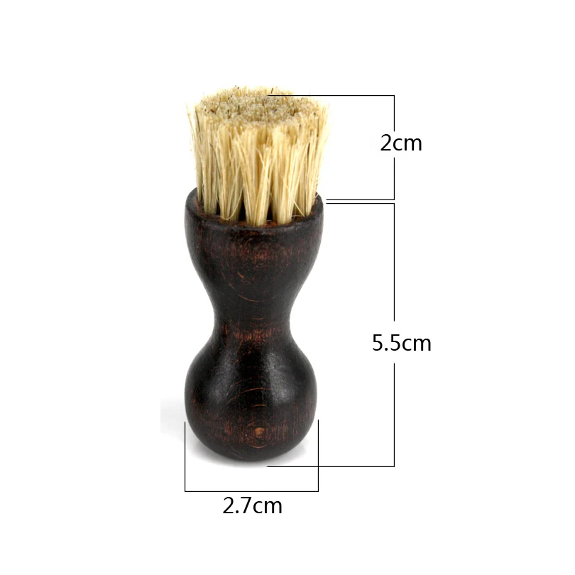 Wooden Handle Shoes Shine Brush Polish Bristle Hair Buffing Brush Mini Gourd Shoes Oil 1pcs, shoe brush