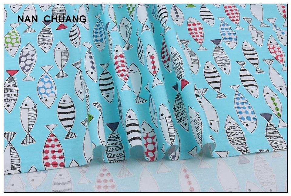 Nanchuang рыбий набивной саржевой ткани DIY ручной работы для шитья стеганые жировые кварталы лоскутный материал для детей и детей 7 шт./лот