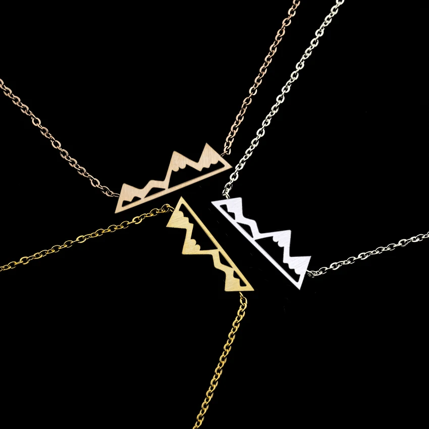 10 шт Открытый снежные горы Топ и браслет Винтаж Jewelry Нержавеющая сталь цепи Best друг подарки розовое золото