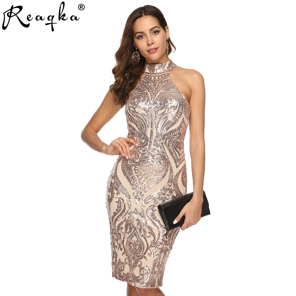 

Black Halter Sequin Dress Off Shoulder Backless Sexy Hollow Out Women Dress Sheer Bodycon Celebrity Night Club Dresses