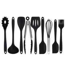 10pc Black Silicone Baking Nonstick kitchenware Cookware Cooking Tool Gadget Set Kitchen Gadgets Accessories Tools