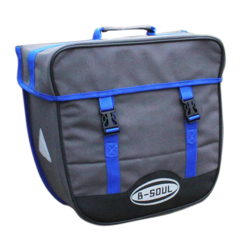 Flash Deal B-SOUL Bicycle Bag 20L Waterproof Saddlebags Rear Rack Single-sided Bicycle Bags Trunk Seat Pannier Bag with Rain Cover blue 0