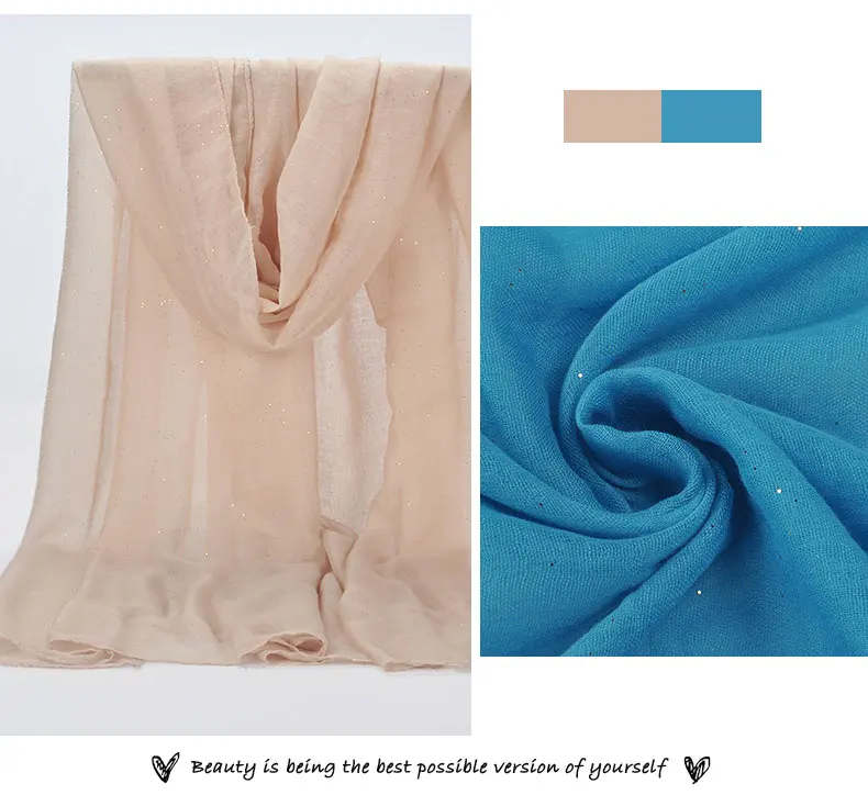 Sparsil женский весенний Блестящий однотонный шарф мягкие пляжные шали осенние женские тонкие обертки хиджаб шарфы 180*90 см универсальные