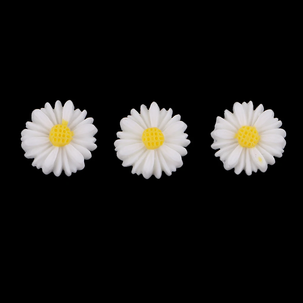 50pcs 13mm white yellow daisy flower resin flatback cabochon buttons  DIY jewelry phone decoration girls hair center bow making