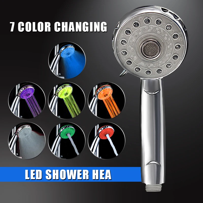 Günstige Neue Automatische 7 Farben Led leuchten Bad Dusche Kopf Wasser Sparen Einzigen Kopf Regen Badezimmer Showerhead