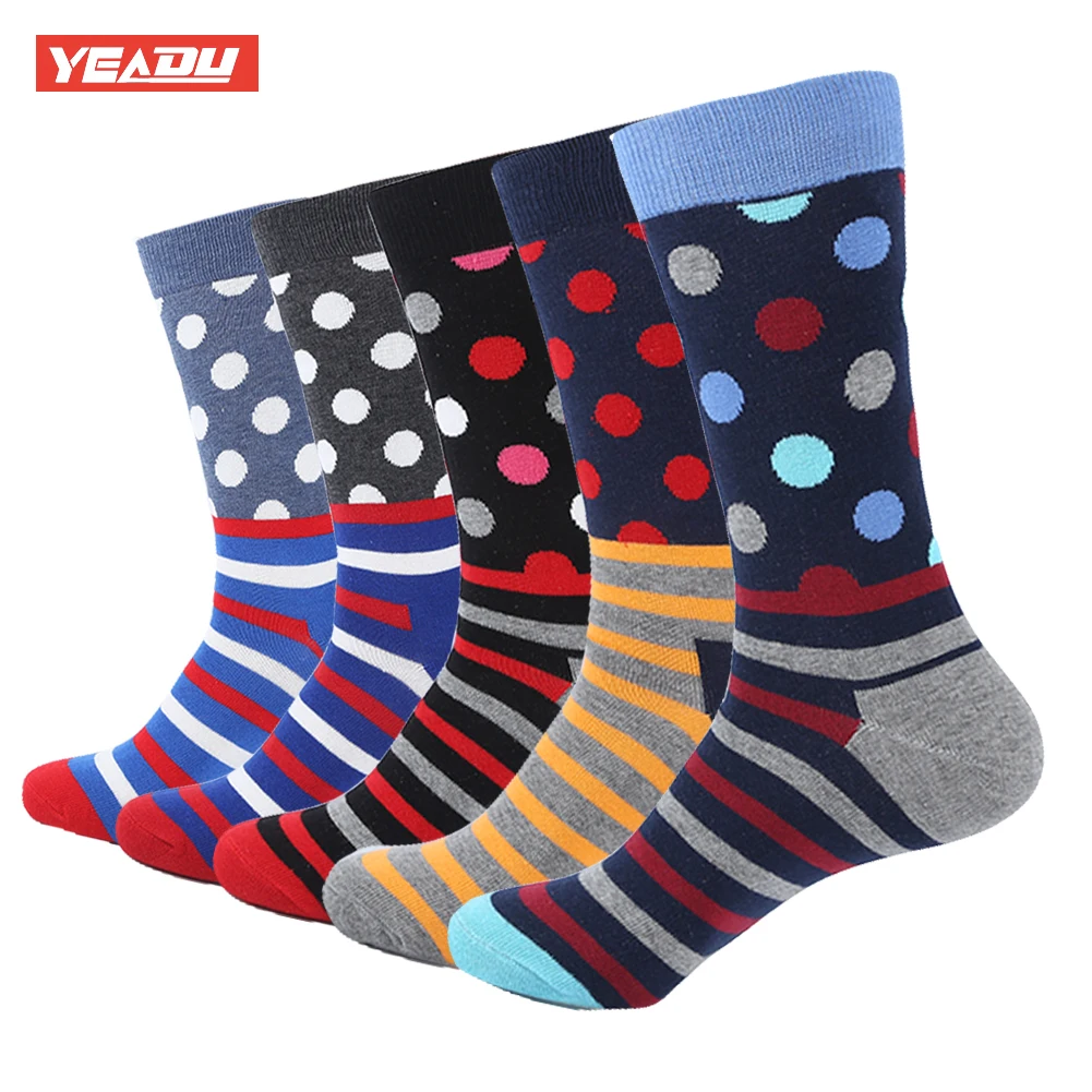 YEADU, 5 пара/лот, цветные забавные носки, мужские хлопковые носки, новинка, рисунок, популярные, Harajuku, длинные носки, вязанные, гольфы, свадебный подарок - Цвет: SYM604
