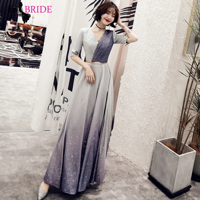 Royal Blue Special Occasion Dresses Starry Sky Evening Dresses Long V-neck Evening Dress Formal Dress Women Elegant ES2495