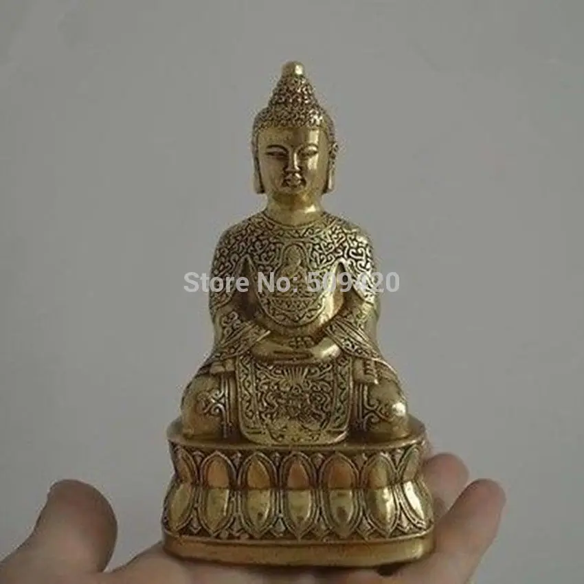

Rare Tibet copper Amitabha Guanyin exquisite Buddha Statue 10cm