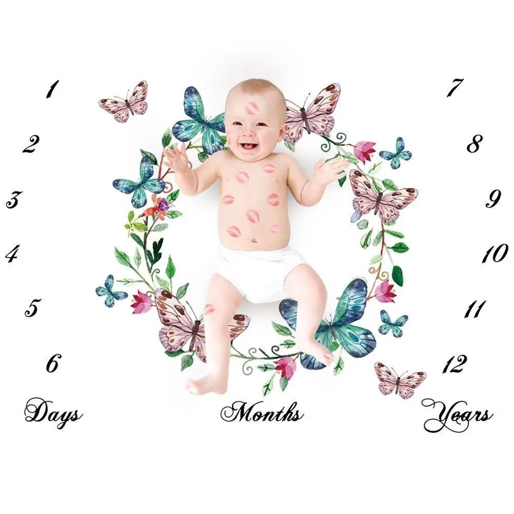 2019 для новорожденных одеяло-Ростомер Опора фон ежемесячный рост съемки постельные принадлежности с фотопечатью Обёрточная бумага Mmuslin