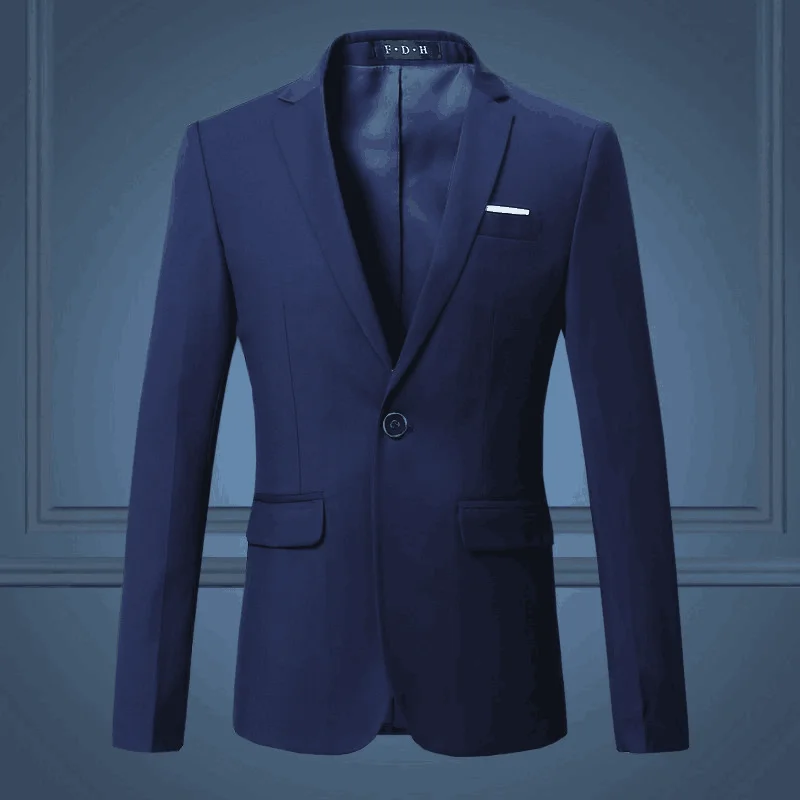 10 цветов) мужской пиджак большого размера 6XL тонкий однотонный пиджак, Модный деловой, банкетный пиджак для свадьбы S-6XL - Цвет: Royal blue