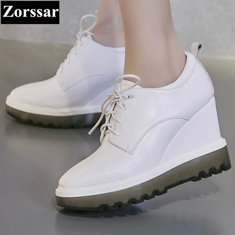 

Womans shoes round Toe lace up high heels pumps women Creeper shoes 2017 NEW comfort wedges Casual woman platform shoes