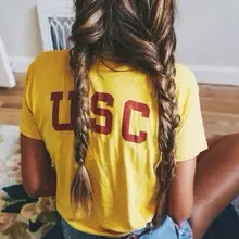 Летние Стильные футболки, одежда, футболки, топы USC Back Banana, желтая футболка, Женская Сексуальная футболка