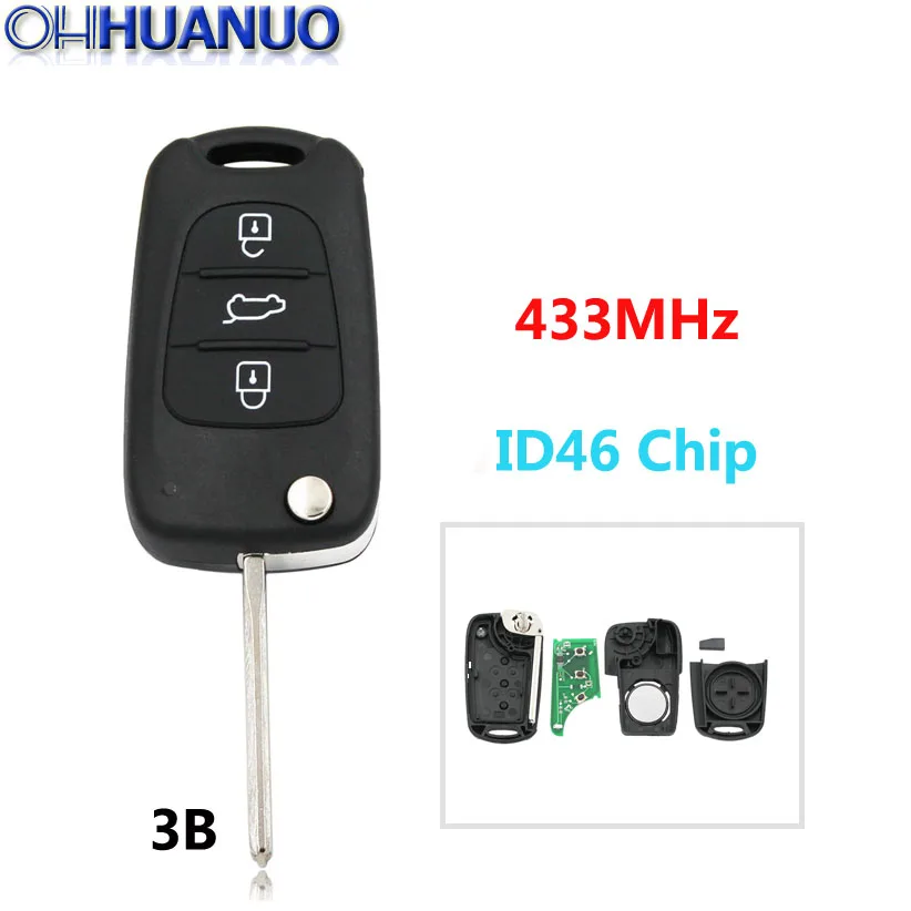 3 Button Smart Remote Key Fob 433MHz With ID46 Chip For Kia Rio Seed