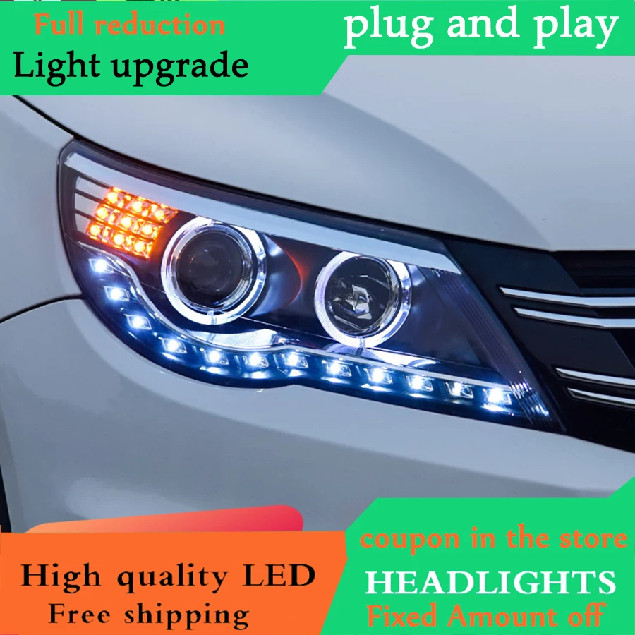 Автомобильный Стайлинг для VW Tiguan фары 2010 2012 Новый светодиодный фонарь DRL Bi Xenon