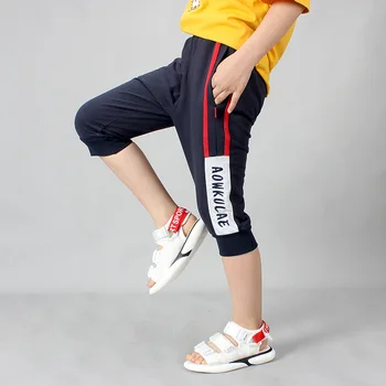 

Kids Pants Teenage Boys Casual Pants Kids Clothing Cotton Boys Cropped Trousers Big Boy Clothing Panelled Sport Pants Summer New