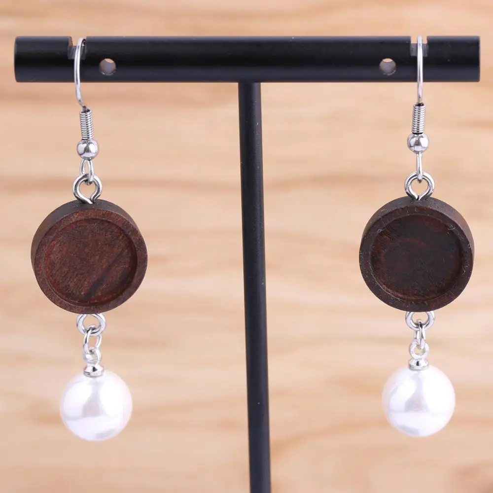 Onwear 10 шт. Деревянный Кабошон серьга 12 мм dia cameo Базовые заготовки diy Деревянные