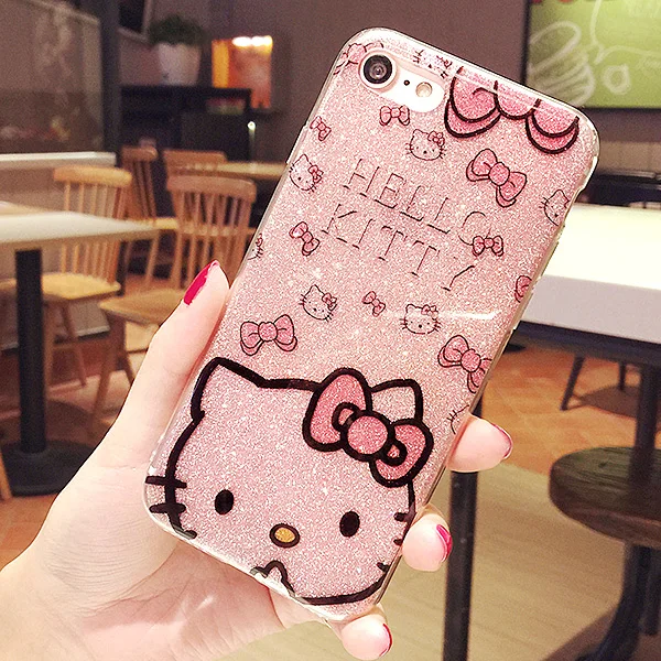 

Lovely Glitter Cartoon Cute Kitty Cat 3D Phone Case for iPhone 7 7plus 6 6s 6plus 6splus 5 5s SE High Quality Cases