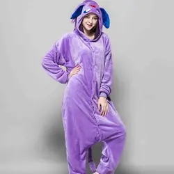 Зимние теплые женские животных пижамы цельный мультфильм Kigurumi Длинные рукава капот пижамы onesie для взрослых