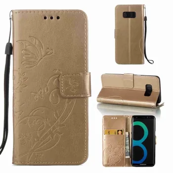

100pcs/lot free shipping Butterfly printing Wallet PU Leather+TPU Case for Samsung S8/S8 PLUS