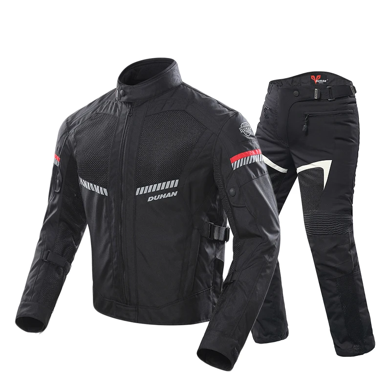 DUHAN мотоциклетная куртка и брюки костюм летняя мотоциклетная куртка мужская мотоциклетная Защитная Экипировка дышащая сетка Светоотражающая одежда, D-213