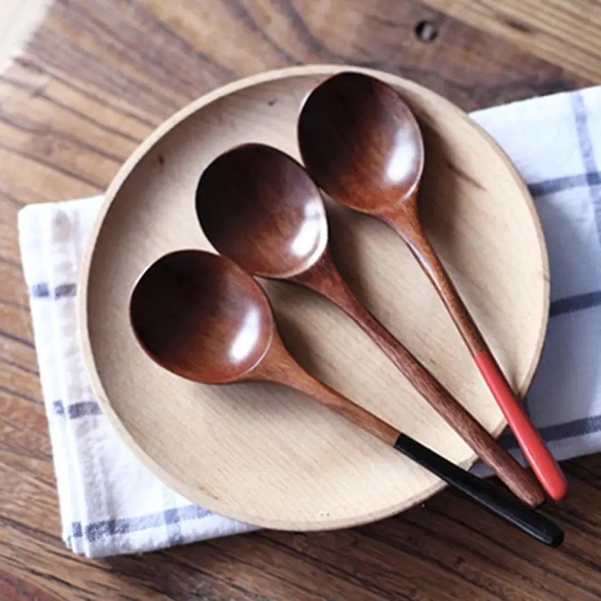 Деревянная ложка бамбуковая кухонная посуда инструмент суп чайная ложка Питание ложка