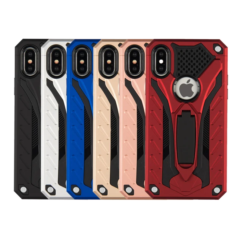 

PC Silicone Case For iPhone 7 Shockproof Drop Tested Case For iPhone 7 8 6 6S Plus X XR XS MAX Kickstand TPU Cover Coque Shell