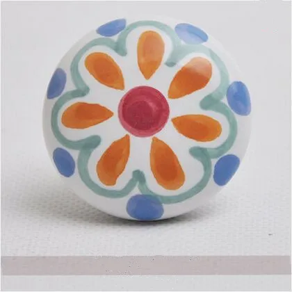 38mm Ceramic Kitchen Cabinet Knob Handles Orange Drawer Pull Blue