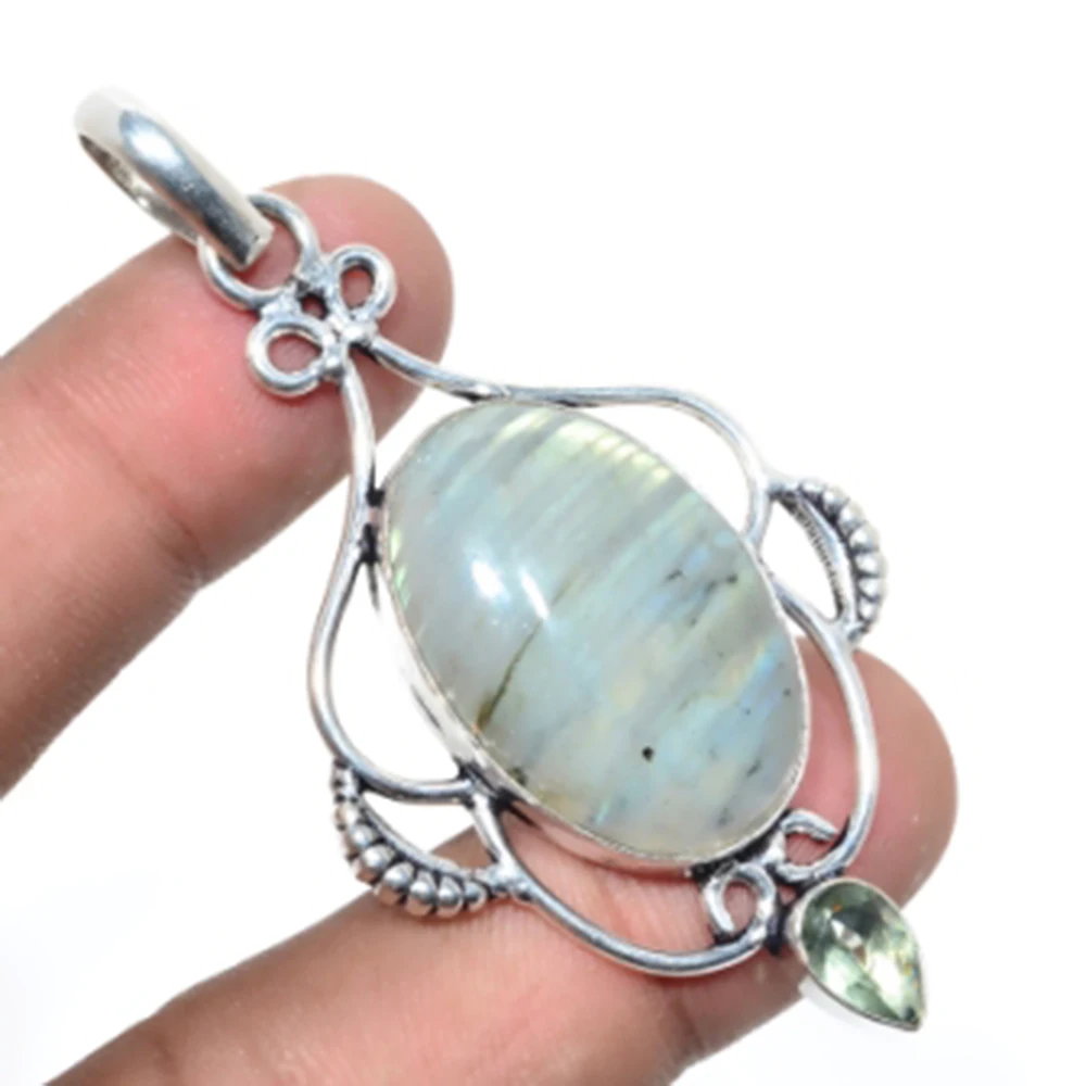 

Labradorite Pendant Silver Overlay over Copper, USA Size 68 mm , P6000