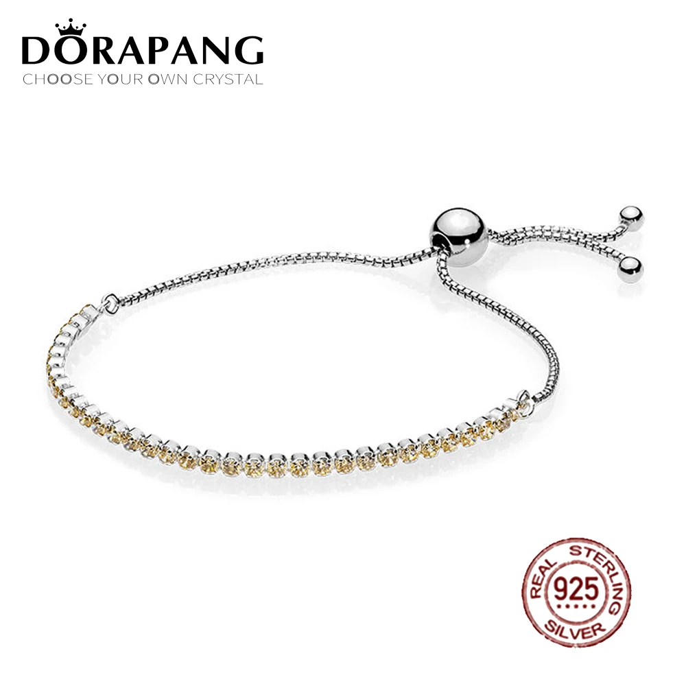 DORAPANG 2018 New 100% 925 Sterling Silver Golden Sparkling Strand Bracelet Golden-Colored CZ For Women Fashion DIY Gift Jewelry цена DORAPANG 2018 New 100% 925 Sterling Silver Golden Sparkling Strand Bracelet Golden-Colored CZ For Women Fashion DIY Gift Jewelry цены онлайн