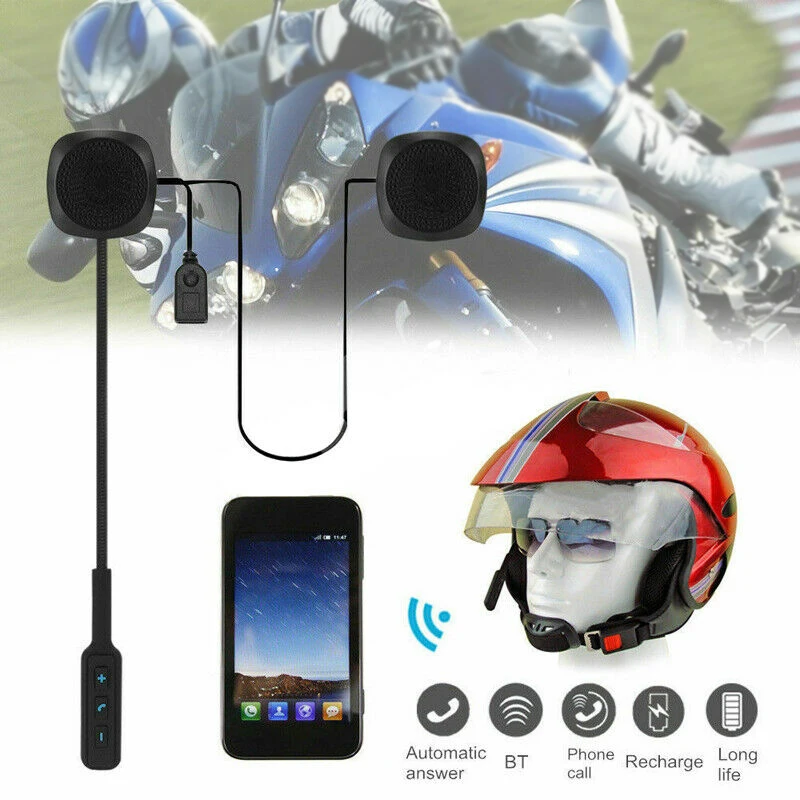 

1pc Motorcycle Helmet Headset Speaker Bluetooth Handsfree Music Low Power Stereo For Phone