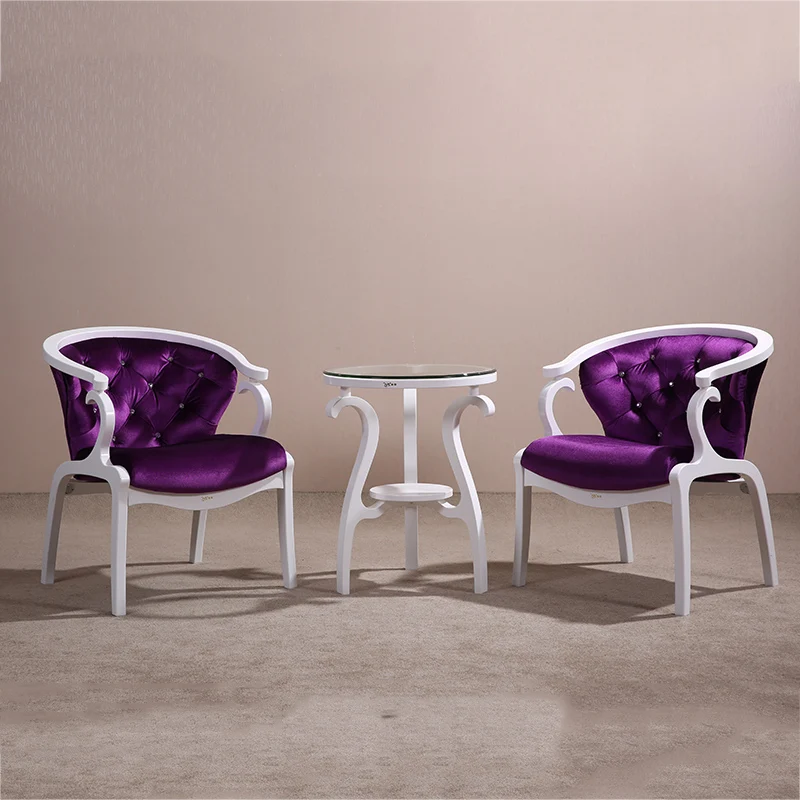 NoEnName_ white Retro nostalgia suitable for living room set chair solid wood tea table elegant end table antique design furnitu