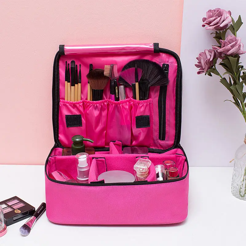 Профессиональная Большая мульти карманная косметичка косметический чехол сумка для хранения ручка Органайзер дорожная сумка - Цвет: Pink 2