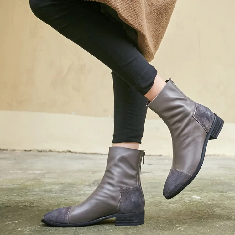 MLJUESE/2019 женские ботильоны из коровьей кожи, зимние теплые ботинки «Челси», женские ботинки на низком каблуке, большие размеры 34-43