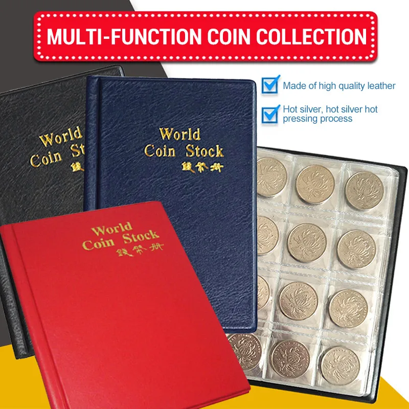 

Collection 120 Pockets Coins Album Gift Collecting Bag Non-Slip Simple PVC Pocket-Size Storage Notebook Display Holders