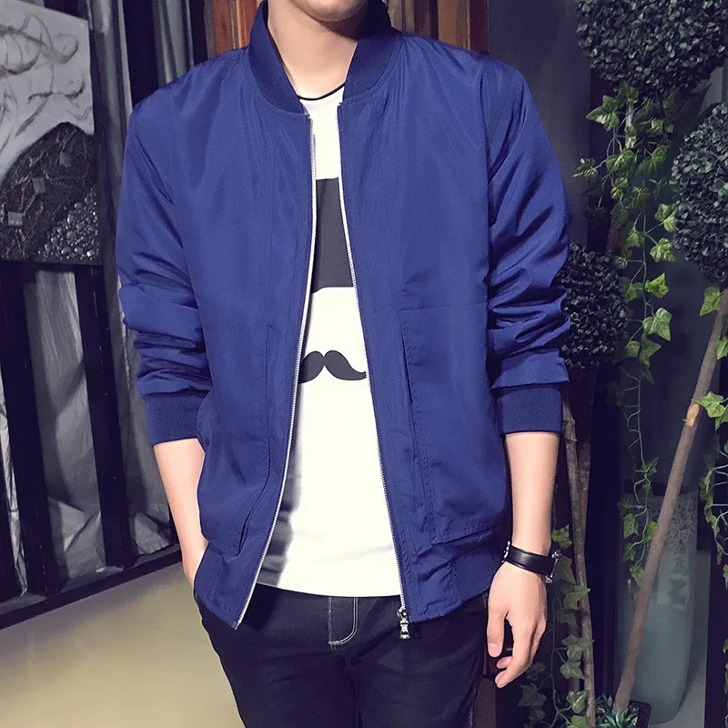 

BOU The new youth spring CO 2019 baseball windbreaker casual men's collar pure color jacket