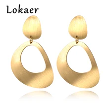 Lokaer матовая поверхность изогнутые геометрические серьги из нержавеющей стали золото и серебро цвет ювелирные изделия преувеличенный элемент E18490