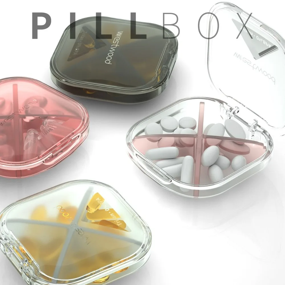 

Four Grids Compartment Travel Pillbox Portable Tablet Organizer Medicine Storage Dispenser Case Medical Kit Health Care Tools