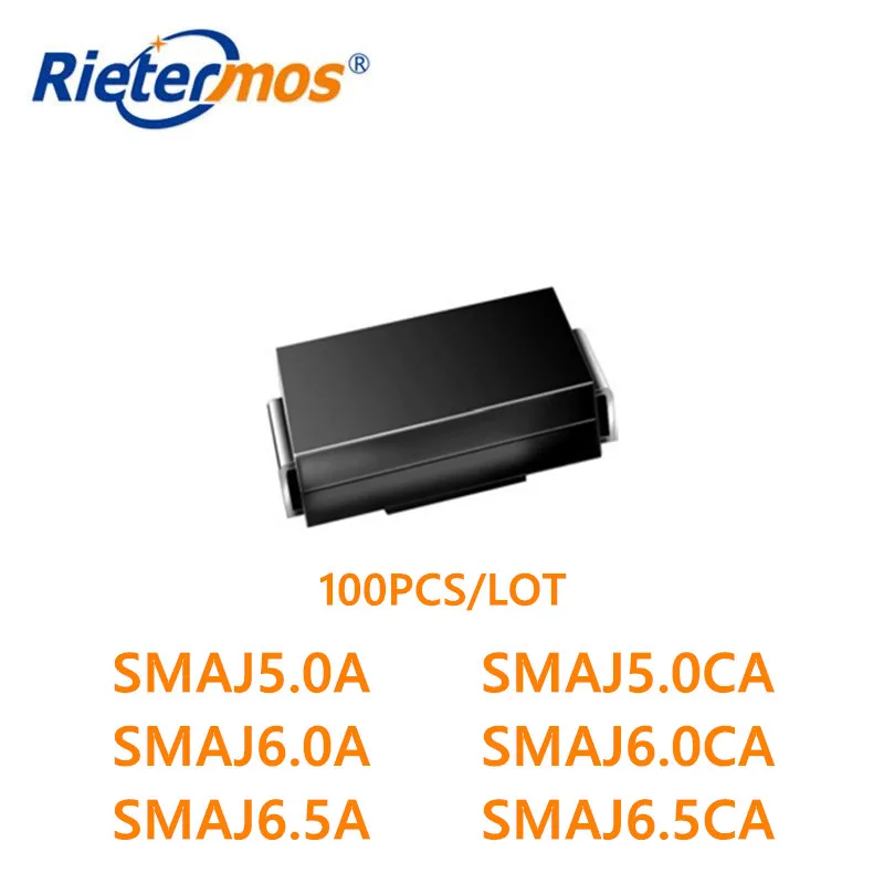 100 PCS SMAJ5.0 SMAJ5.0A SMAJ5.0CA SMAJ6.0 SMAJ6.0A SMAJ6.0CA SMAJ6.5 SMAJ6.5A SMAJ6.5CA SMA HOGE KWALITEIT