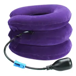 Фиолетовый цвет три слоя ACervical тяги аппарат надувные бархат шеи гвардии Портативный Регулируемая шеи Поддержка здравоохранения