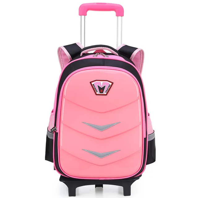 Детские школьные сумки для девочек и мальчиков, рюкзаки на колесиках, детские дорожные сумки на колесиках, съемный рюкзак, детский школьный рюкзак - Цвет: pink-2 wheels