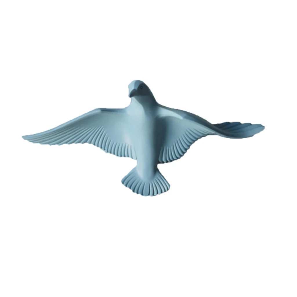 5pcs Nautical Resin 3D Birds Wall Art Murals Flying Seagull Sculpture Bedroom Wall Stickers DIY Home Hotel Decor Blue
