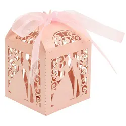 10 шт. Mr & Mrs Жених и невеста лазерная резка коробка конфет Свадьба Свадебная вечеринка поставки сувениры подарки украшения 5 цветов