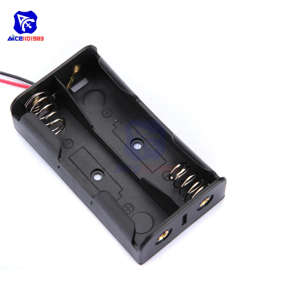 

Plastic Battery Case Storage Box Holder with Wire Leads for 2 X AA 3.0V
