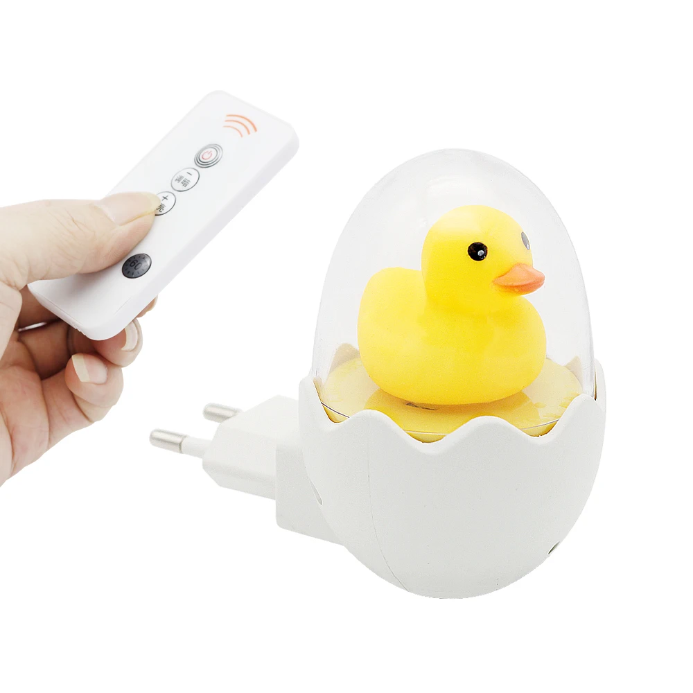 

New Cute Yellow Duck Night Light EU Plug Sensor Control Dimmable LED Lamp Remote Control for Home Bedroom Children Kids Gift
