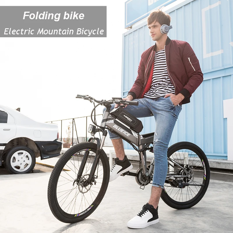 Perfect 48V 26 inch mountain electric bicycle 24 speed folding bike lithium battery disc brake suspension Power Assisted Cycle MTB EBIKE 0