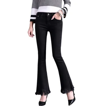 

Free Shipping Hot Sale Spring Summer Candy Color Flare Trousers Women's Mid Waist Elastic Boot Cut Pants