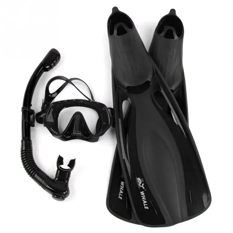 

WHALE Professional Snorkels Scuba Diving Mask Goggles Glasses Diving Swimming Fins Flippers Set Diving Equipment