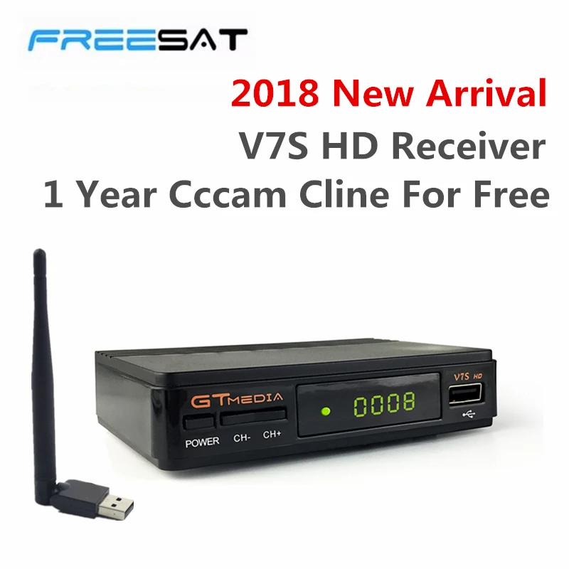 

Freesat V7S HD Satellite Receiver Full 1080P DVB-S2 HD with 1 Year European Ccam Cline set top box power vu VS FREESAT V7